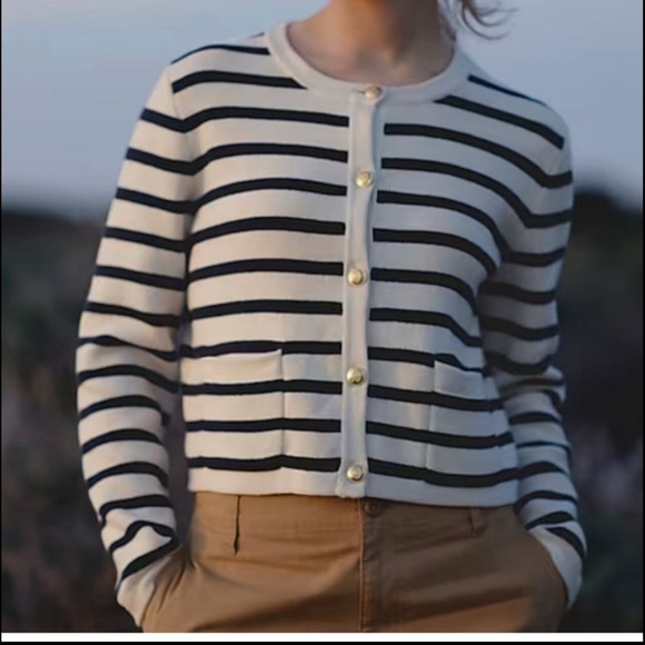 Jessica Simpson Navy and White Striped Cardigan - Picture 1 of 4